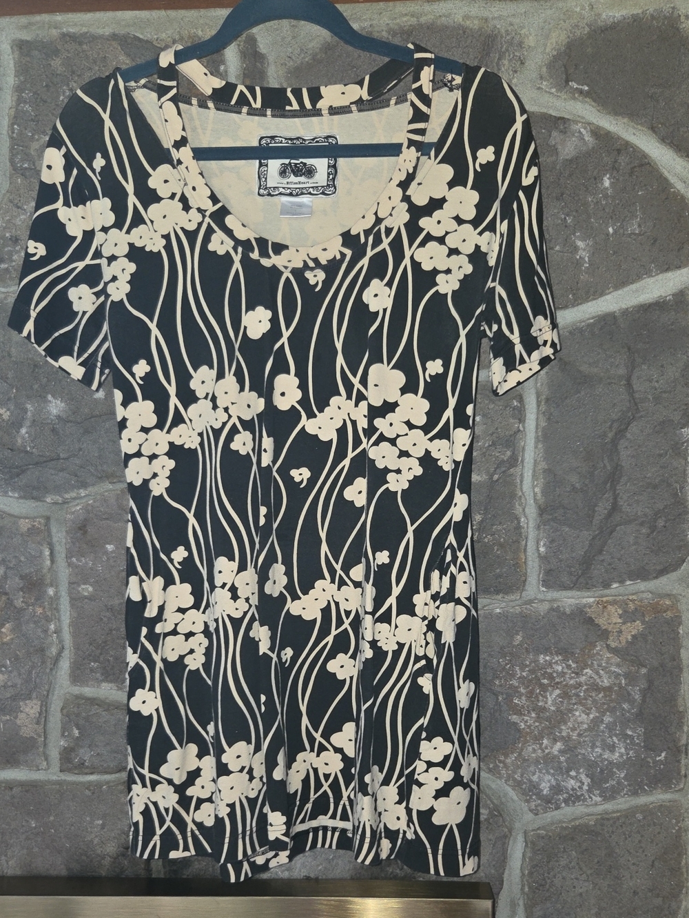 Effie's Heart Black & Cream Floral Scoop Neck Tee